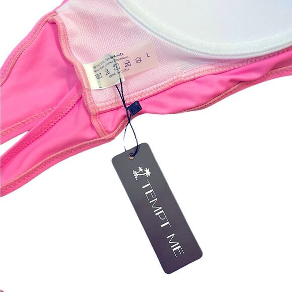 NWT Tempt Me Women’s Pink Halter Neck Bikini Swim Top, Size L - Picture 7 of 7